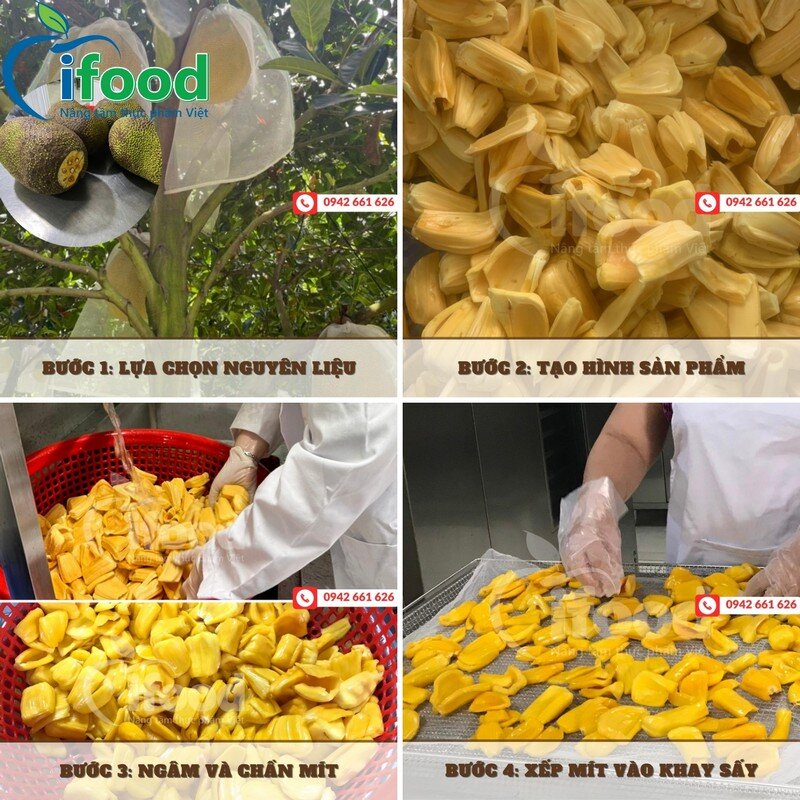 Quy trình gia công sản xuất mít sấy dẽo tại Ifood Việt Nam