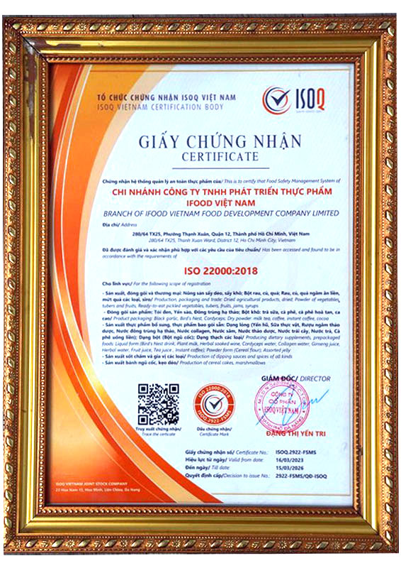 chứng nhận ISO22000:2018