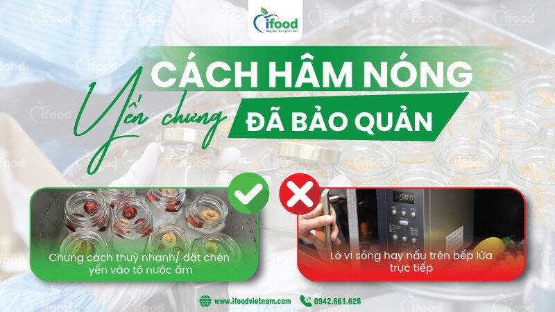 cách hâm nóng yến chưng đã bảo quản