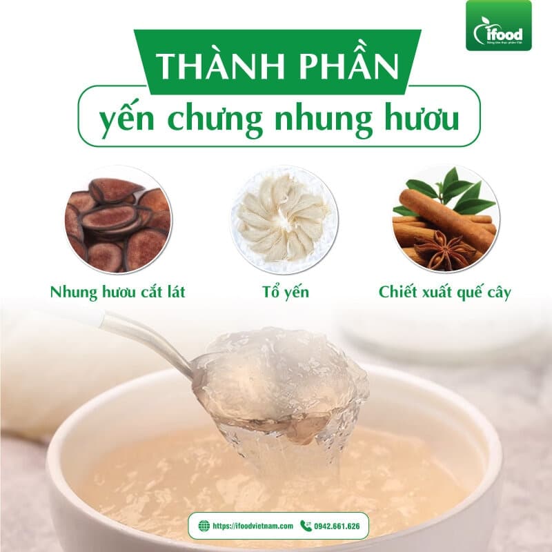 thành phần yến chưng nhung hươu gia công tại IFood