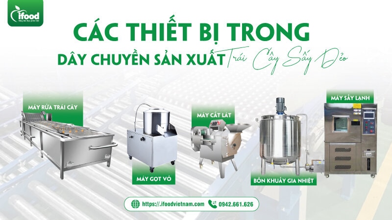 các thiết bị trong dây chuyền sản xuất trái cây sấy