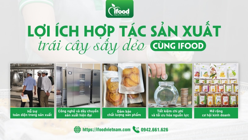 Lợi ích hợp tác sản xuất trái cây sấy dẻo