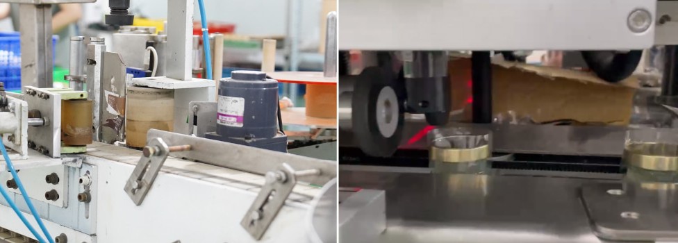 máy dán nhãn, màn co hũ yến